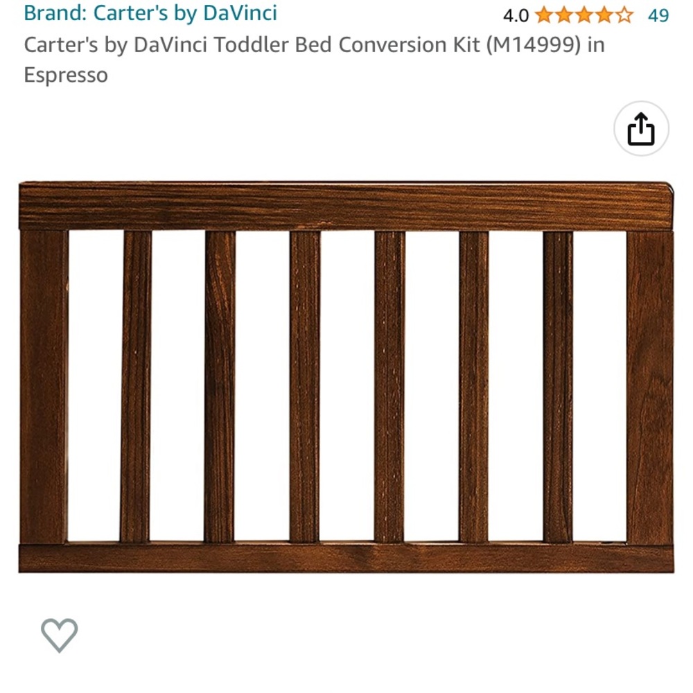 DaVinci Toddler Bed Conversion Kit (M3099) in Espresso
